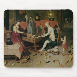 Allegory of Hearing, detail of an organist Mouse Mat