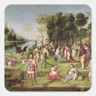 Allegory of the Court of Isabella d'Este 1504-06 Square Sticker