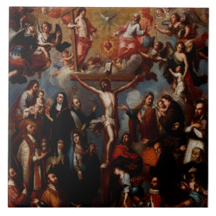 Allegory of the Crucifixion with Jesuit Saints Tile