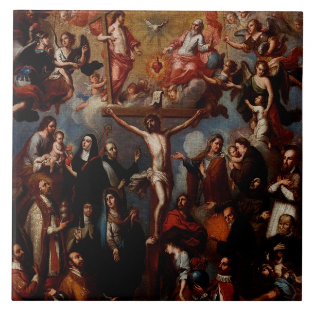 Allegory of the Crucifixion with Jesuit Saints  Tile (Front)