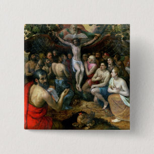 Allegory of the Trinity (oil on panel) 15 Cm Square Badge