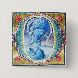 ALLEGORY OF WIND ANTIQUE FLORAL MINIATURE MONOGRAM 15 CM SQUARE BADGE