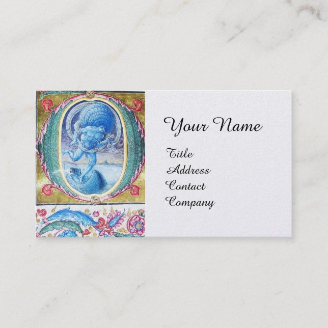 ALLEGORY OF WIND ANTIQUE FLORAL MINIATURE MONOGRAM BUSINESS CARD (Front)