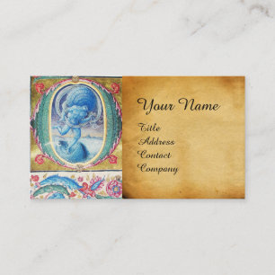 ALLEGORY OF WIND ANTIQUE FLORAL MINIATURE MONOGRAM BUSINESS CARD