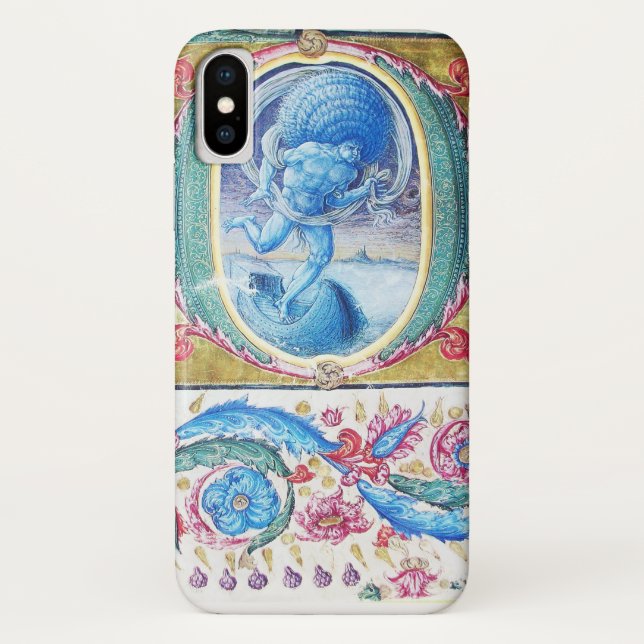 ALLEGORY OF WIND ANTIQUE FLORAL MINIATURE MONOGRAM Case-Mate iPhone CASE (Back)