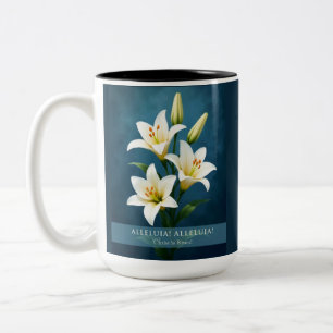 Alleluia Christ Is Risen Easter Faith Gift Two-Tone Coffee Mug