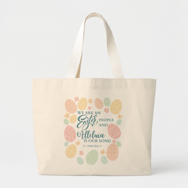 Alleluia Easter Eggs Large Tote Bag (Front)