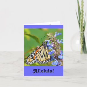 "ALLELUIA HE HAS RISEN" HAPPY EASTER/BUTTERFLY ON HOLIDAY CARD