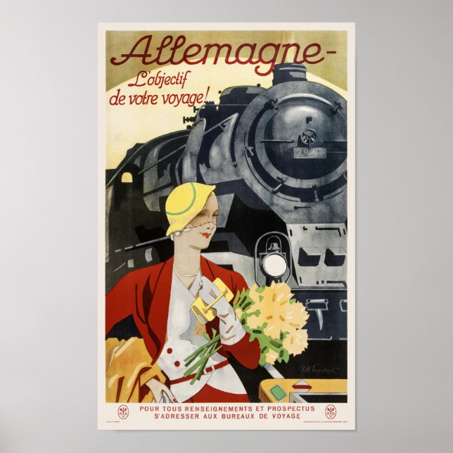 Allemagne Germany Railroad Vintage Poster 1928 (Front)
