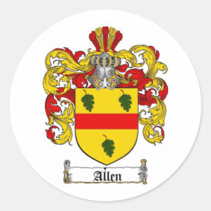 ALLEN FAMILY CREST -  ALLEN COAT OF ARMS CLASSIC ROUND STICKER