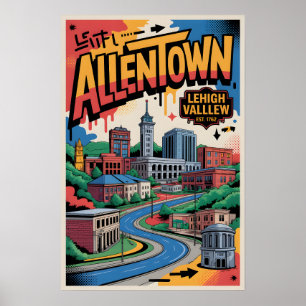 Allentown PA Graffiti Travel Poster