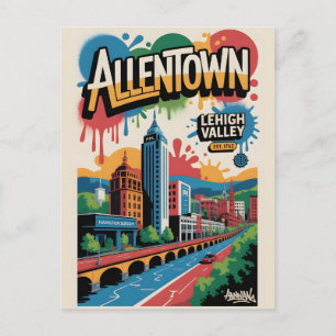 Allentown PA Graffiti Travel Poster Postcard