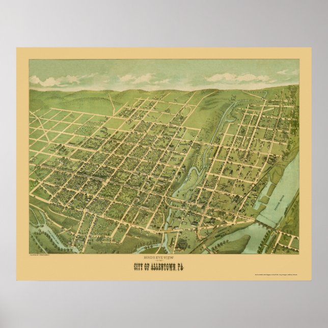 Allentown, PA Panoramic Map - 1879 Poster (Front)