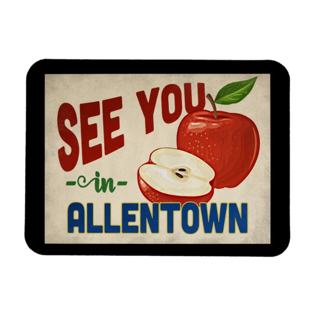 Allentown Pennsylvania Apple - Vintage Travel Magnet (Horizontal)