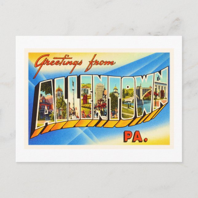 Allentown Pennsylvania PA Vintage Travel Souvenir Postcard (Front)