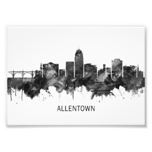 Allentown Pennsylvania Skyline BW Photo Print