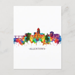 Allentown Pennsylvania Skyline Holiday Postcard