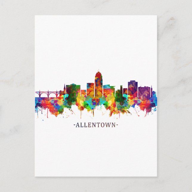Allentown Pennsylvania Skyline Holiday Postcard (Front)