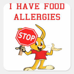 Aller-Bunny STOP-Bunny Food Allergies Sq. Stickers