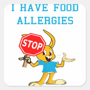 Aller-Bunny STOP-Bunny Food Allergies Sq Stickers2 Square Sticker