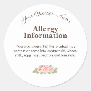 Allergen Warning Cookie Sticker Home Bakery