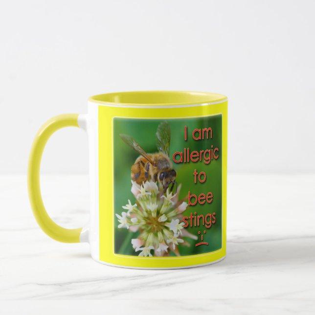Allergic to bee stings - great for kids at camp mug (Left)