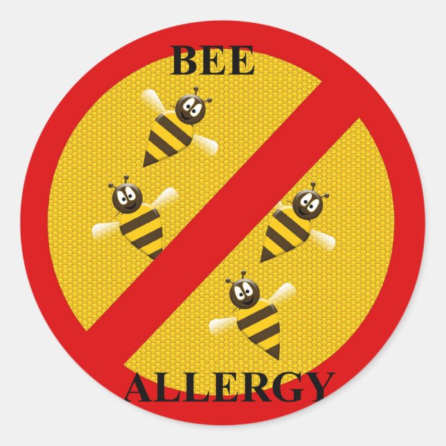 Allergic to bees classic round sticker (Front)