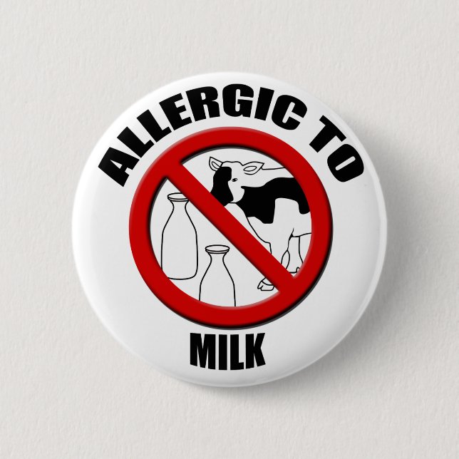 Allergic to Milk Medical Alert Warning Std Button (Front)