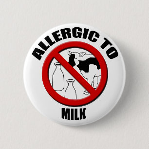 Allergic to Milk Medical Alert Warning Std Button