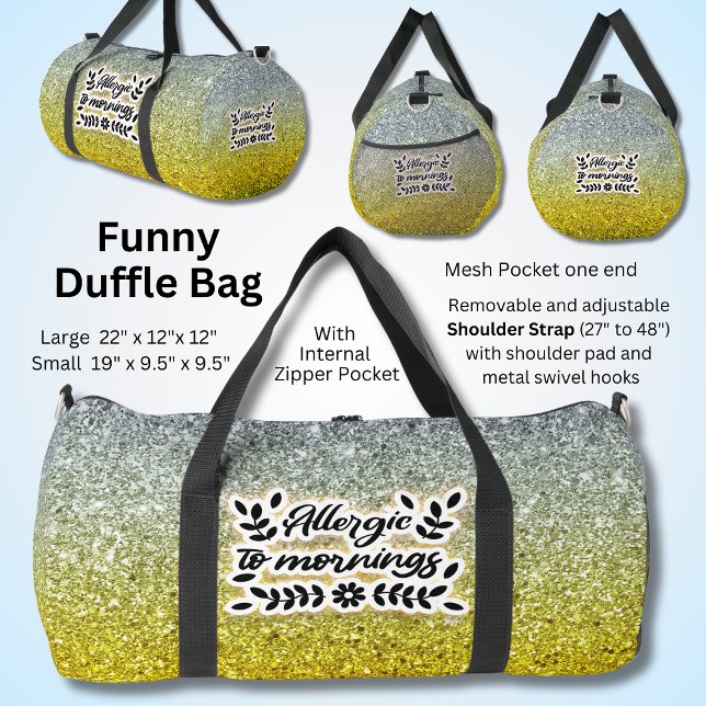 Allergic To Mornings - Funny Sarcastic Duffle Bag (Creator Uploaded)
