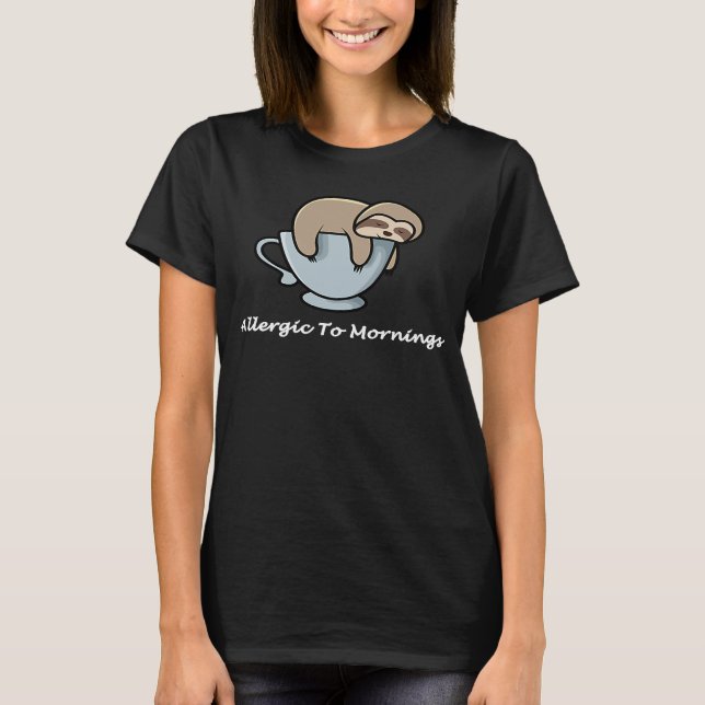 Allergic To Mornings Sleepy Sloth Youth Teenager M T-Shirt (Front)