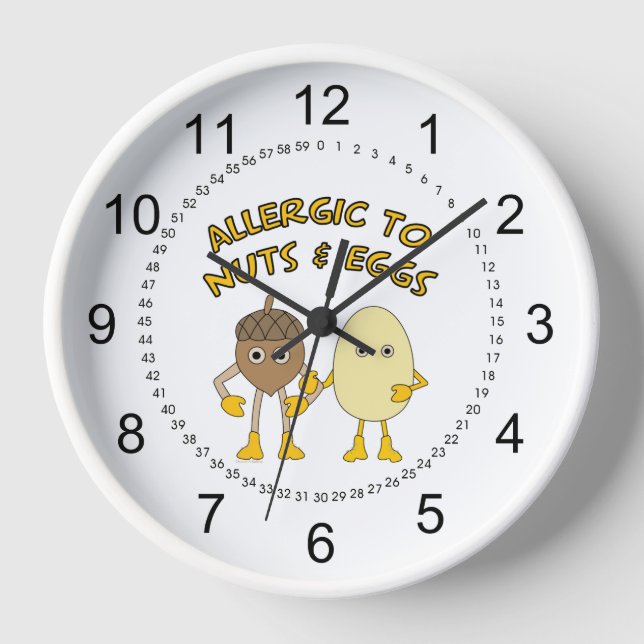 Allergic to Nuts and Eggs Clock (Front)