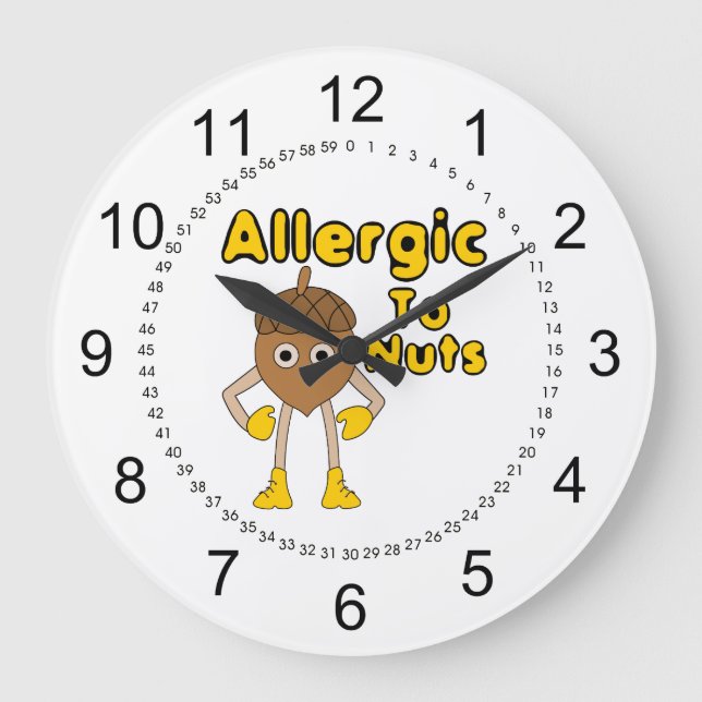 Allergic to Nuts Large Clock (Front)