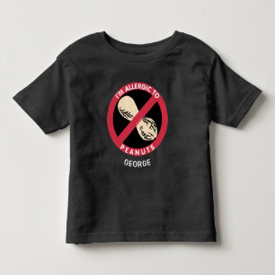 Allergic To Peanuts Kids Allergy Personalised Toddler T-Shirt