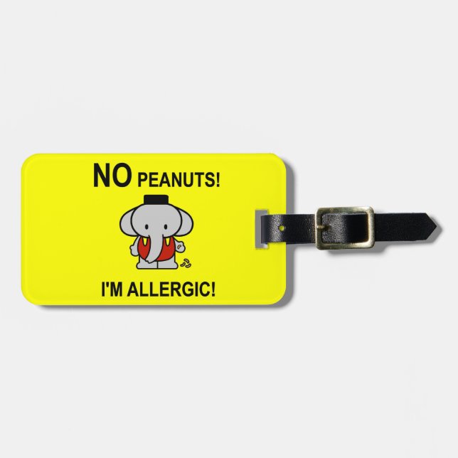 Allergic to Peanuts Luggage Tag (Front Horizontal)