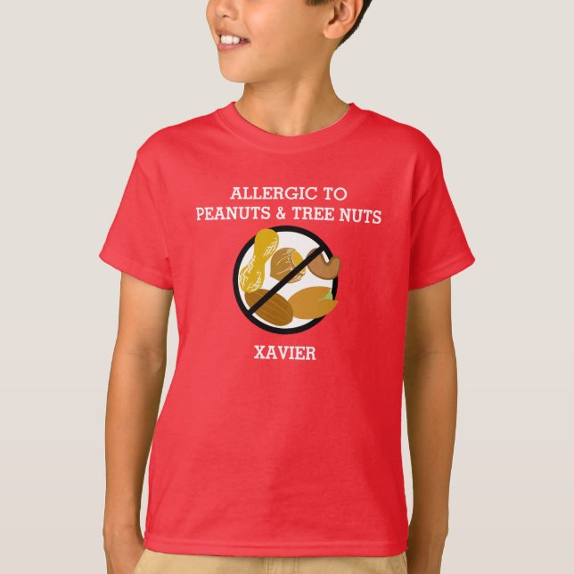 Allergic to Peanuts & Tree Nuts Personalised Kids T-Shirt (Front)