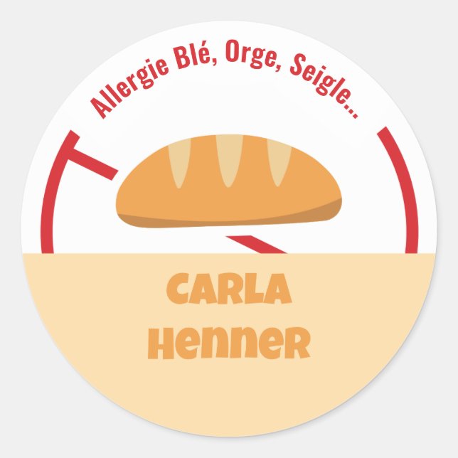 Allergie Blé Orge Seigle... Classic Round Sticker (Front)