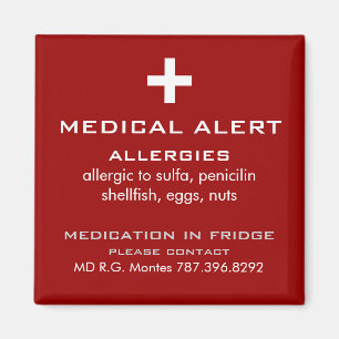 Allergies Medical Alert Magnet