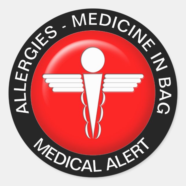 ALLERGIES - medicine in bag Classic Round Sticker (Front)