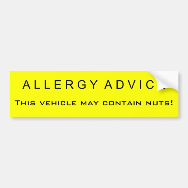 Allergy Advice Bumper Sticker (Front)