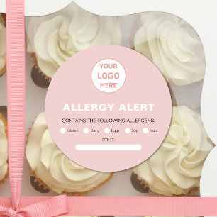 Allergy Alert Bakery Custom Logo Pink Classic Round Sticker
