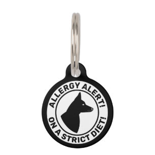 Allergy Alert Black Dog With Pricked Up Ears Pet Tag