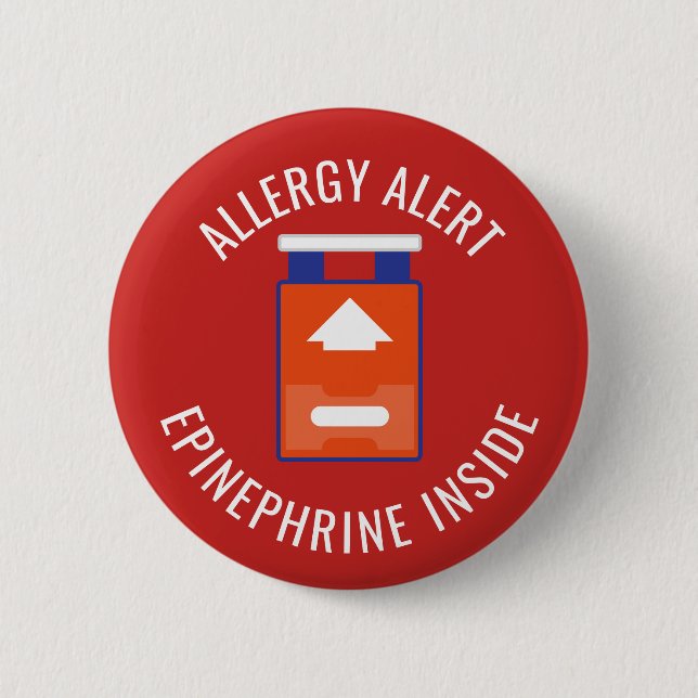 Allergy Alert Epinephrine Inside Medical Kids 6 Cm Round Badge (Front)