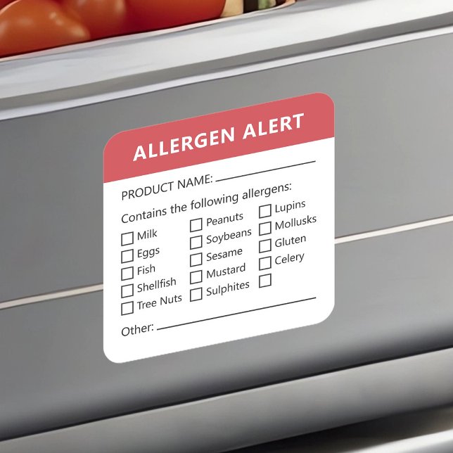 Allergy Alert Food Safety Allergen Warning Label (Alert Sticker Zoomed)