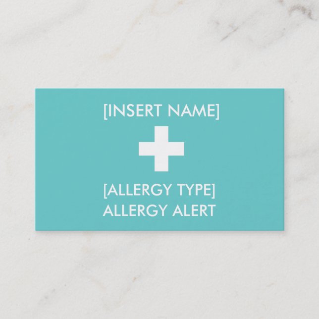 Allergy Alert ID/ICE Card (Front)