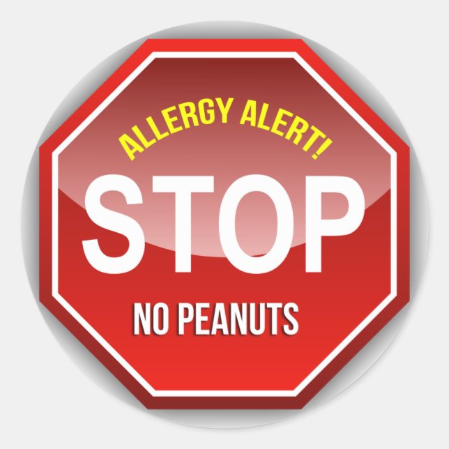 Allergy Alert : No Peanuts Please! Classic Round Sticker (Front)