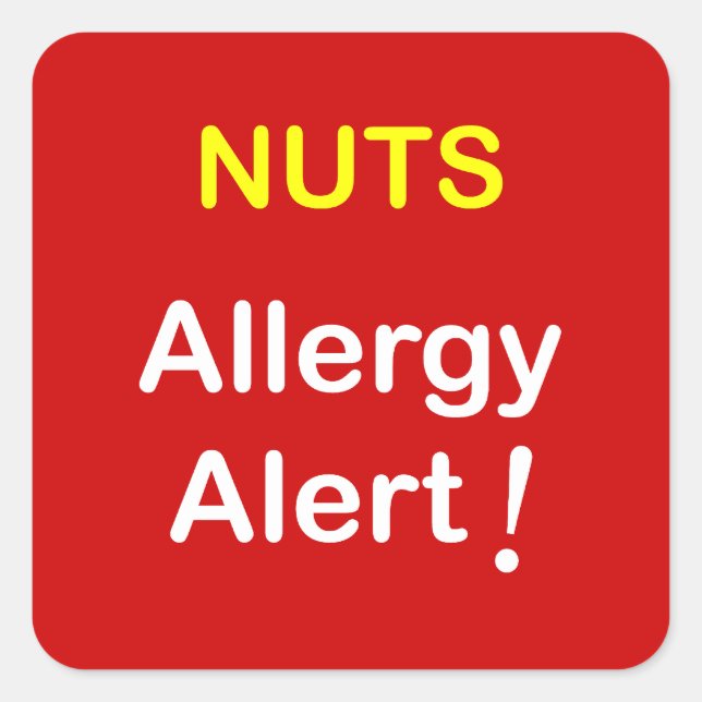 Allergy Alert - NUTS. Square Sticker (Front)