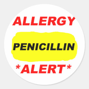 Allergy Alert Penicillin Allergy Design Allergic Classic Round Sticker