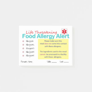 Allergy Alert Post-It Pad (50 sheets per pad) Post-it Notes