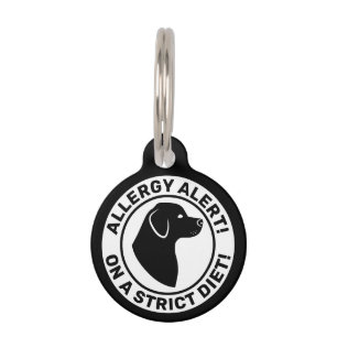 Allergy Alert With Cute Black Dog Silhouette Pet Tag